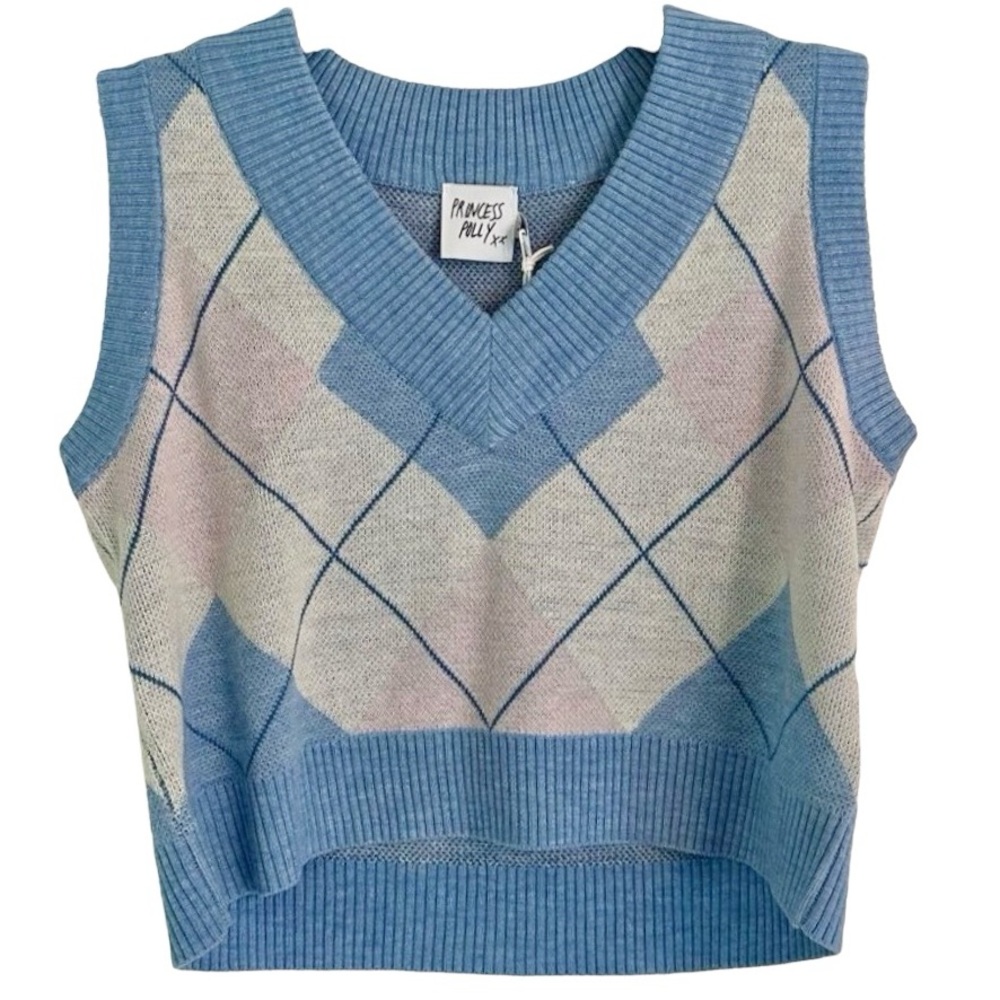 NWT PRINCESS POLLY ARGYLE SWEATER VEST (XS/S)